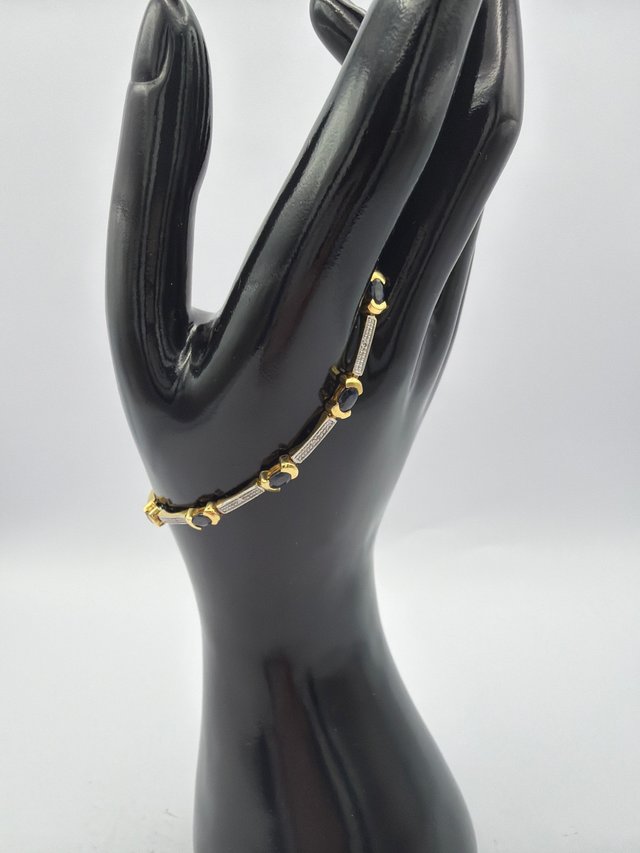 Pulsera Oro 18k bicolor con Piedras