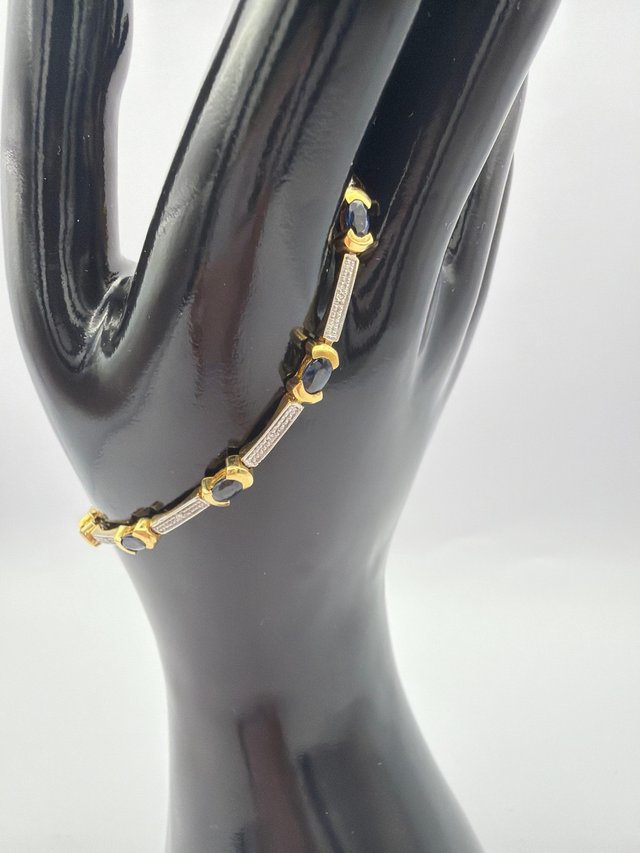Pulsera Oro 18k bicolor con Piedras