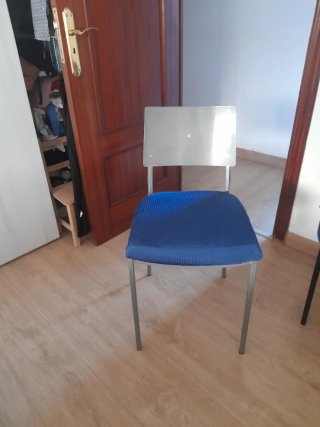 Juego 4 Sillas Metálicas Azul/Plata
