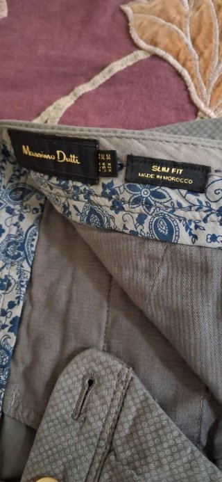 Pantalón Massimo Dutti Slim Fit Gris Talla