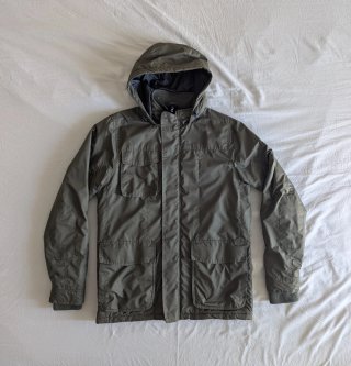 Giacca lunga verde con cappuccio