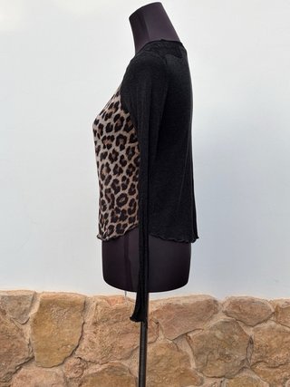 Camiseta Zara Estampado Leopardo Encaje