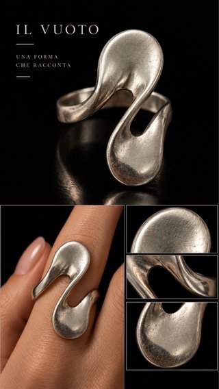Anello Argento Massiccio Onda Anni '70