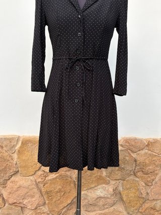 Vestido Mango Negro Lunares