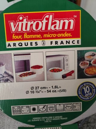Vitroflam Arques France 27 cm NUEVA Vintage