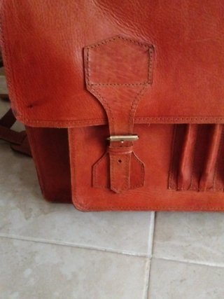 Maletín de cuero vintage marrón/naranja