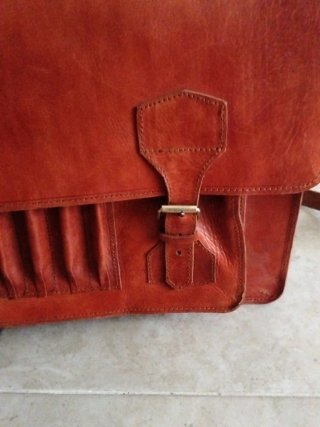 Maletín de cuero vintage marrón/naranja