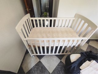 Cuna madera blanca con colchón