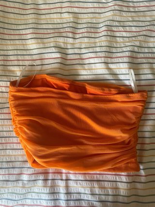Top banda naranja fruncido shein
