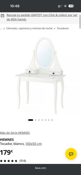 Tocador mesa blanco Ikea con espejo ovalado
