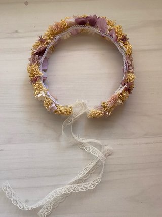 Corona y lazo comunión flores secas