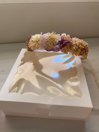 Corona y lazo comunión flores secas