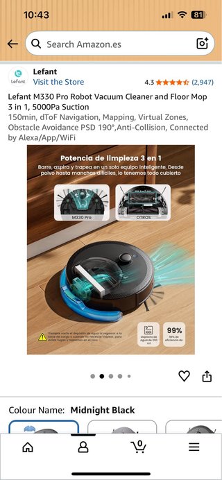 Aspiradora Robot Lefant M330 Pro Semi nueva.