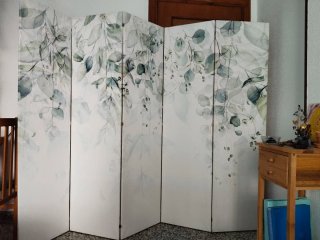 Biombo decorativo hojas verdes