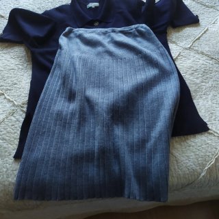 Conjunto traje azul y gris