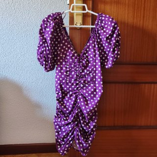 Vestido mujer morado lunares ZARA talla S