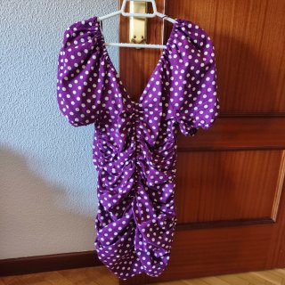 Vestido mujer morado lunares ZARA talla S