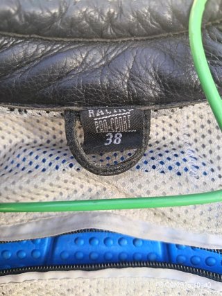 Chaqueta Moto Racing Sport Cuero Negra/Gris