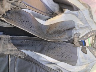 Chaqueta Moto Racing Sport Cuero Negra/Gris