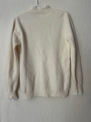 Jersey crema cuello alto encaje talla XS