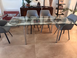Mesa Comedor Extensible Cristal y Metal
