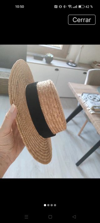 Sombrero Canotier H&M Paja Negro Marrón