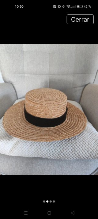 Sombrero Canotier H&M Paja Negro Marrón