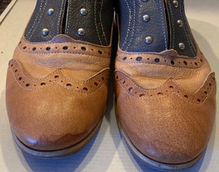 Scarpe Letizia Ferrari pelle bicolore borchie 41