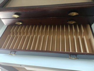 Caja joyero costurero madera tapa de cristal