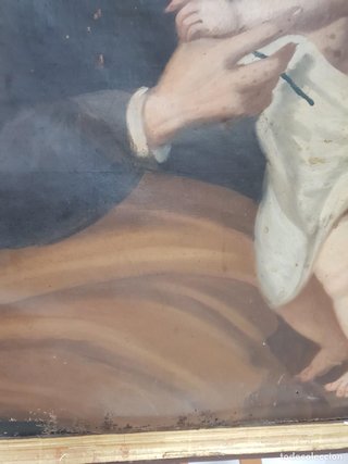 Oleo San José con Niño Siglo XIX