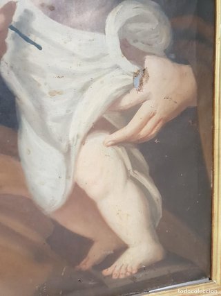 Oleo San José con Niño Siglo XIX