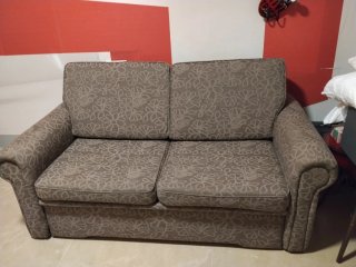 Sofá Cama 2 Plazas Tela Marrón