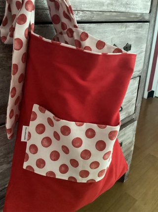 Borsa a tracolla pois bianchi e rossi