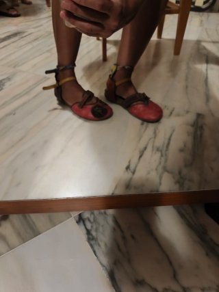Bailarinas Pisaverde Marrón y Rojo