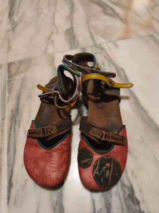 Bailarinas Pisaverde Marrón y Rojo