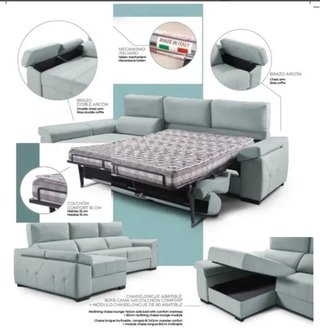 SOFÁ CAMA CON CHAISE LONGUE SIMONET.
