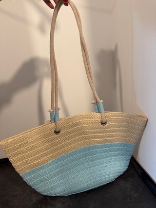 Bolso Capazo Beige y Azul