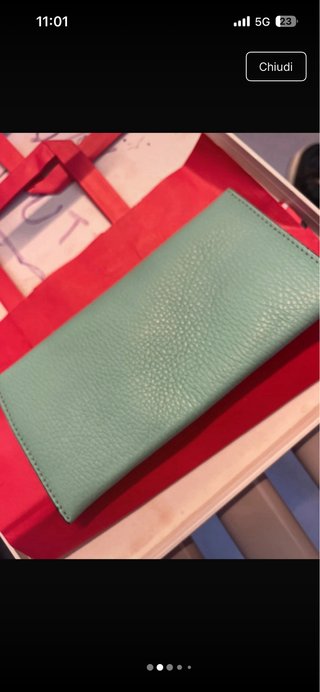 Portafoglio donna pelle verde tiffany