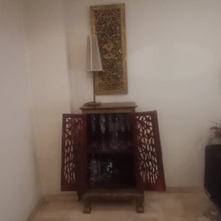 Mueble auxiliar madera y cristal
