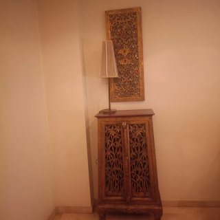 Mueble auxiliar madera y cristal