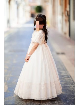 Vestido Rosa Clará Comunión Blanco/Rosa