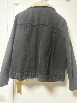 Cazadora Denim Negra Forro Borrego Talla L