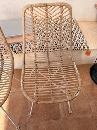 4 Sedie in Rattan e Metallo Bianco di Kenay Home