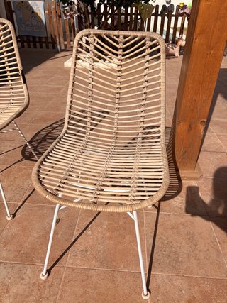4 Sedie in Rattan e Metallo Bianco di Kenay Home