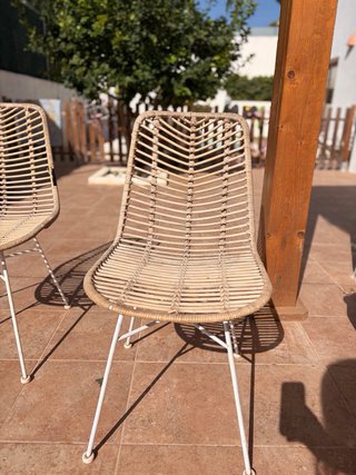 4 Sedie in Rattan e Metallo Bianco di Kenay Home