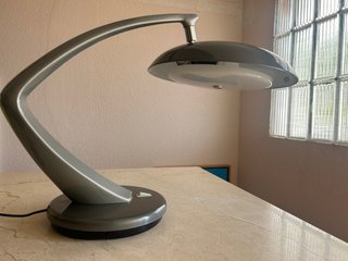 Lámpara Sobremesa Fase. Años 70 Gris metalico