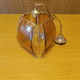 Lampadario vintage vetro e metallo dorato