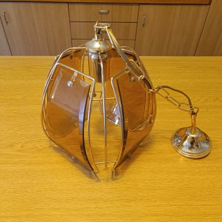 Lampadario vintage vetro e metallo dorato