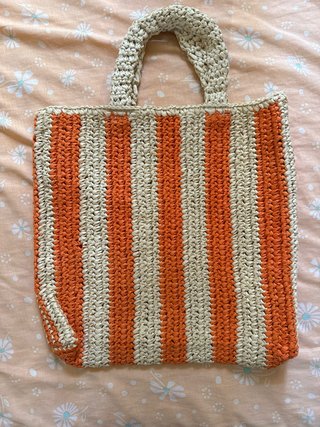 Bolso de playa rayas naranja y beige
