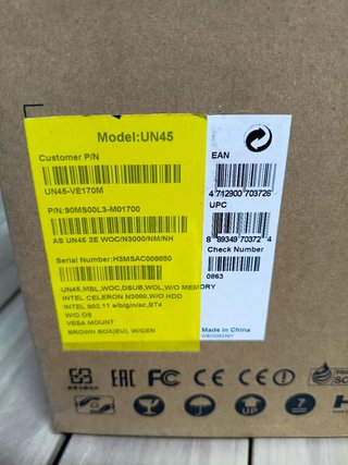 ASUS UN45 Mini PC Intel N3000 Para montar